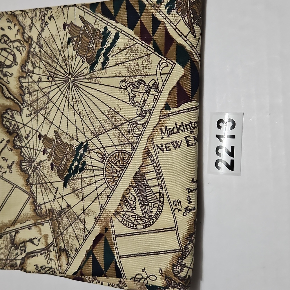 Mackintosh New England Vintage Map Print Scarf - Cream Green and Brown 7.5x60 - Picture 8 of 8
